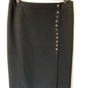 Ann Taylor black Pencil Skirt with button detail size 10